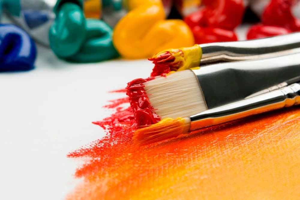 Colorful art materials used for a collaborative community project